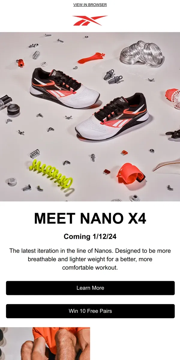 Email from Reebok. Meet the all-new Nano X4