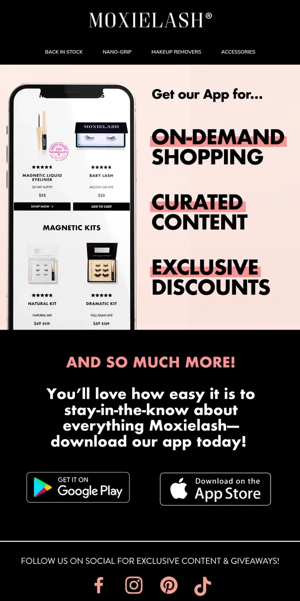 Email from MoxieLash. Curated Content, Shopping + MORE!