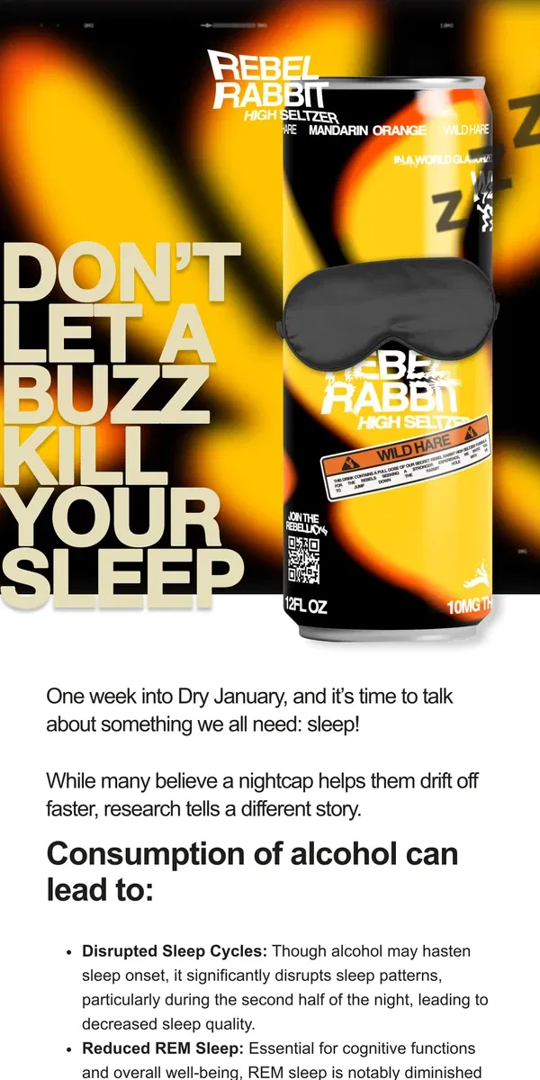 Email from Rebel Rabbit. How Does Alcohol Impact Your Sleep?