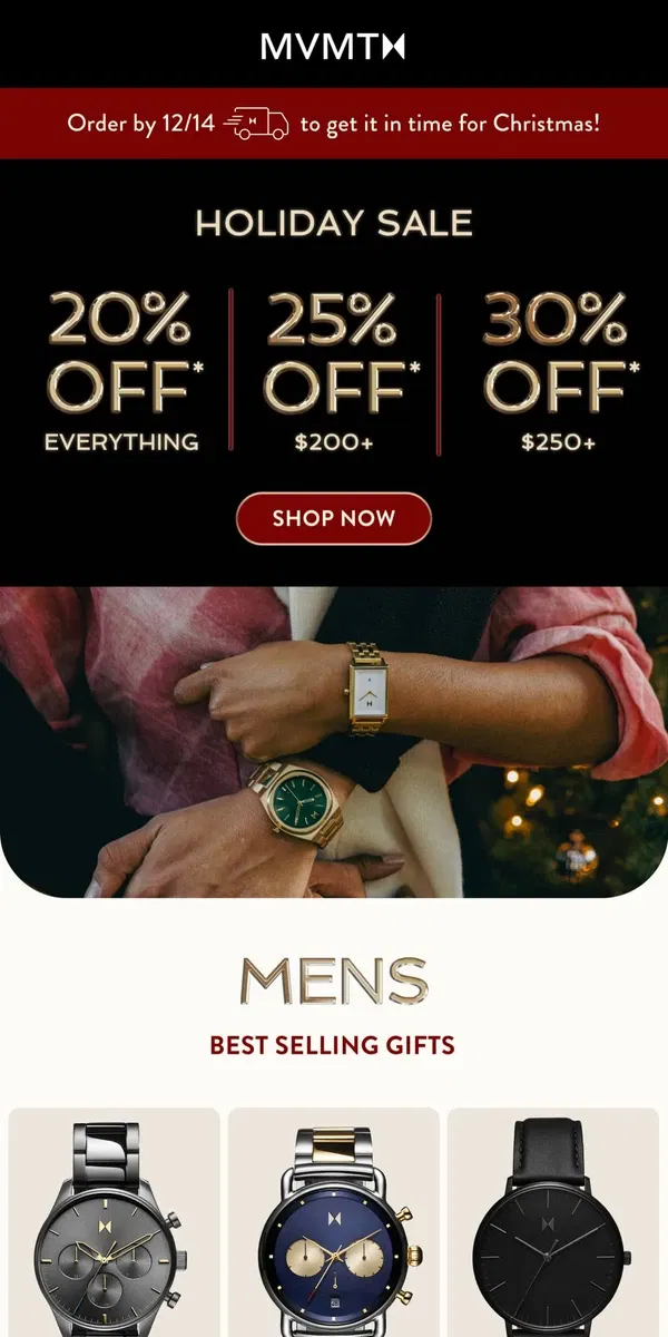 Email from MVMT. Stack the Savings this Gifting Season