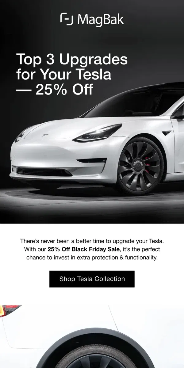 Email from MagBak. Top 3 Upgrades for Your Tesla 🚗