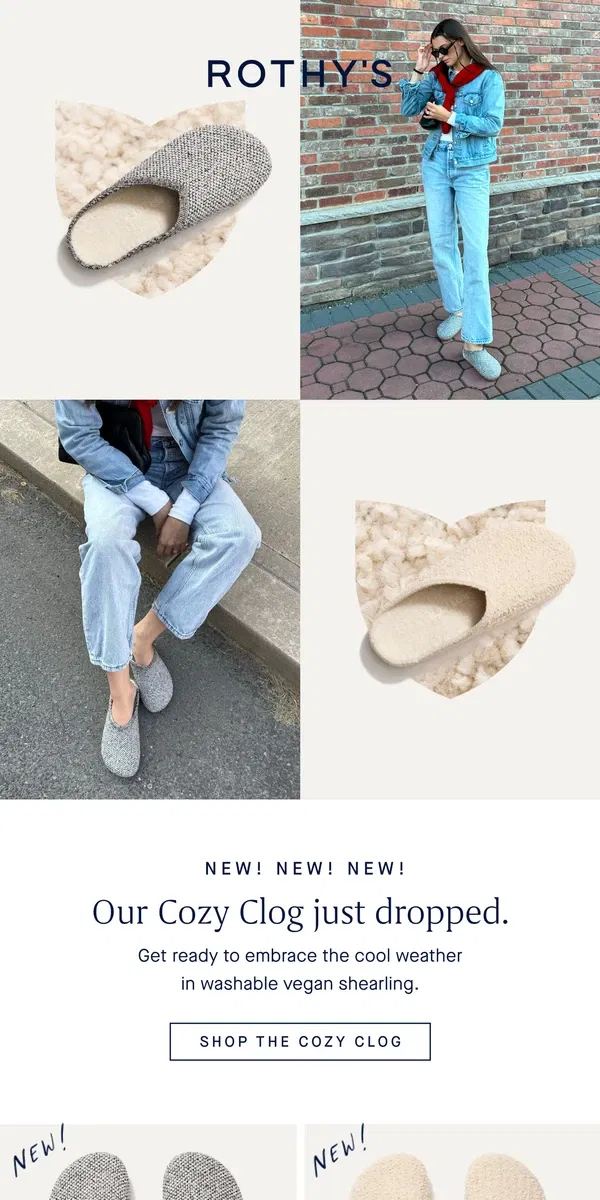 Email from Rothy's. New! Our viral clog just got cozier.