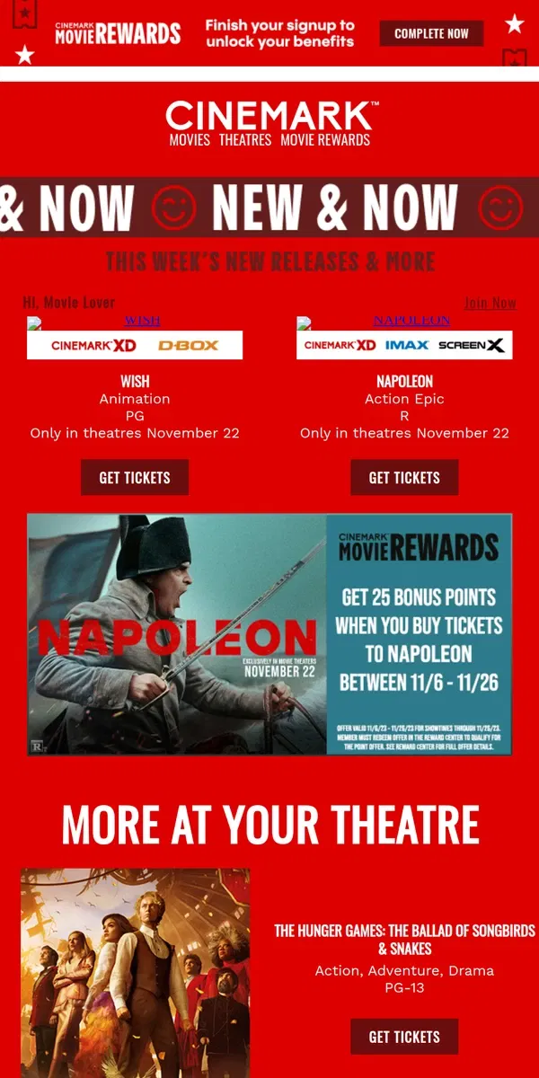 Email from Cinemark. See what's New & Now at Cinemark