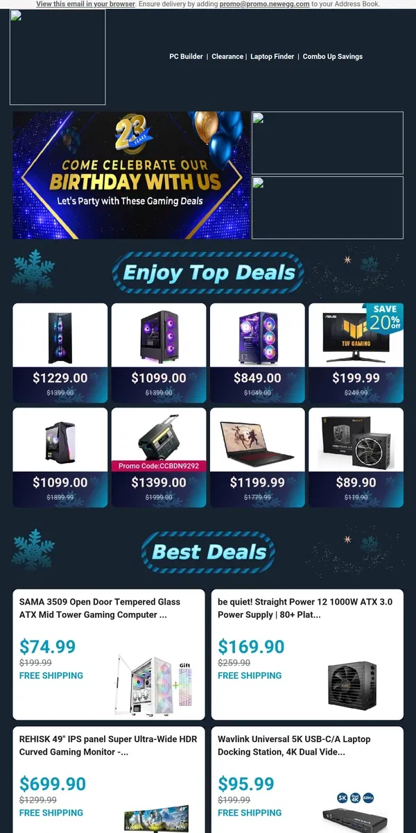 Email from Newegg. 🔥 $199.99 on ASUS 27" 170Hz WQHD Gaming Monitor - 1ms, Freesync Premium, Overclocked, Shadow Boost, HDR, DisplayWidget Lite, TUF Gaming VG27AQA1A – Unbeatable Deal! 💥