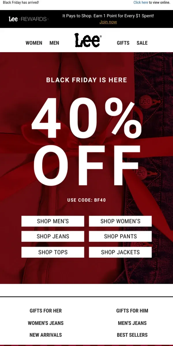 Email from Lee. Ready for 40% off?