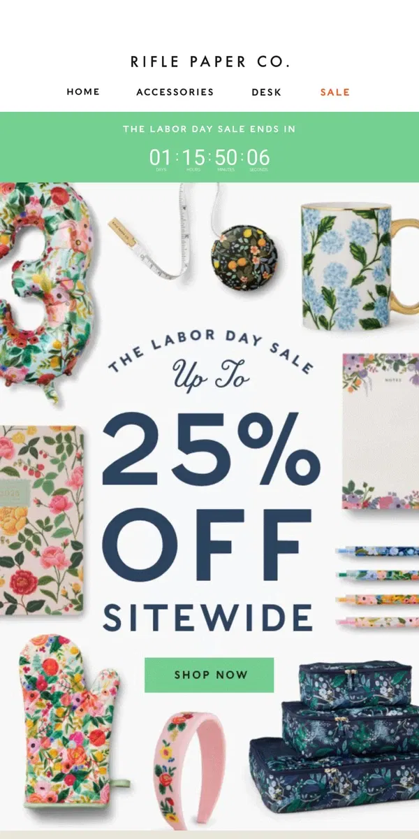 Email from Rifle Paper Co.. SALE IS ON SALE!