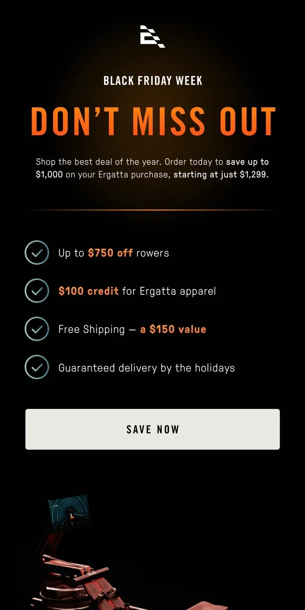 Email from Ergatta. Biggest sale of ALL TIME…🖤