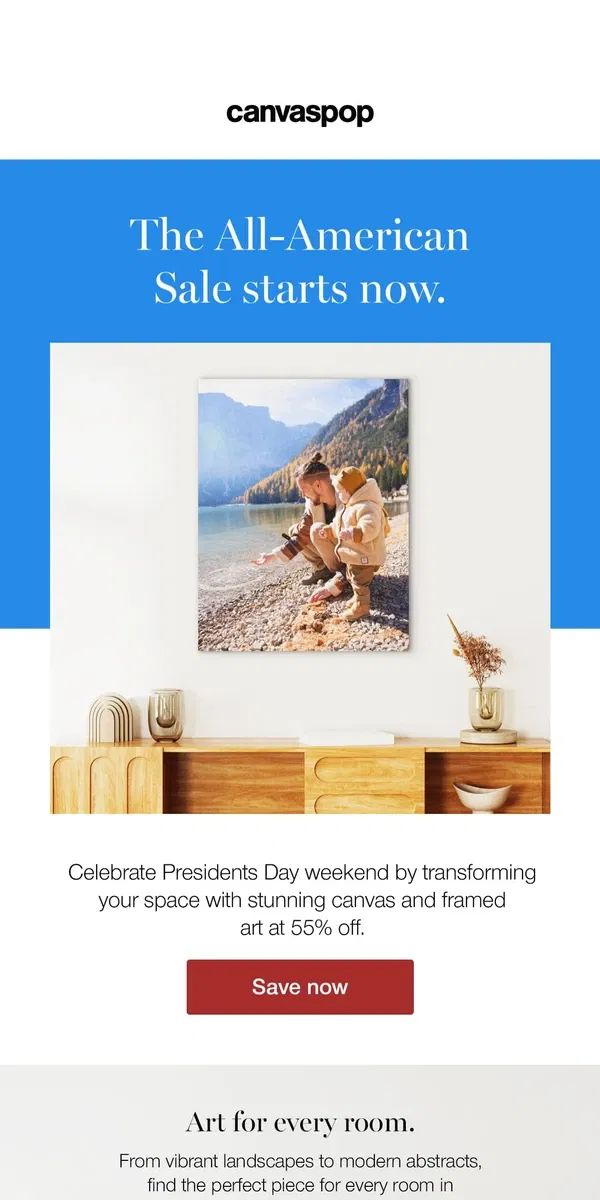 Email from Canvaspop. Start your weekend with 55% off! 💸