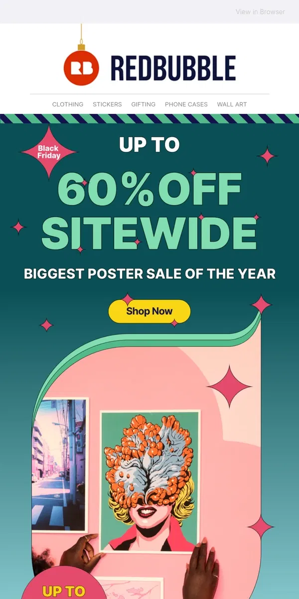 Email from Redbubble. LAST CHANCE: 20-60% off apparel, throw blankets & more