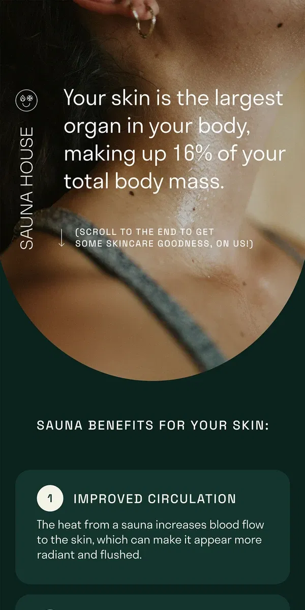 Email from Sauna House. A win for your skin!!