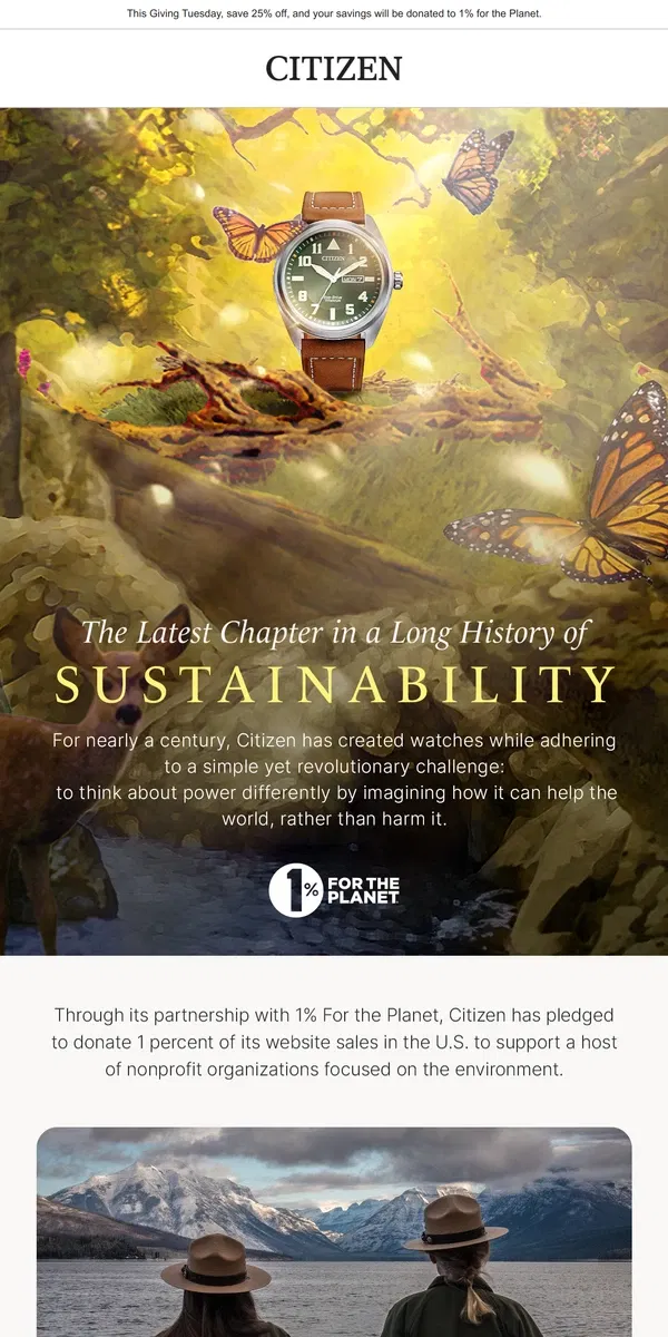 Email from Citizen Watch. Giving Tuesday: Giving Back to Our Planet