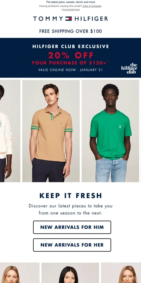 Email from Tommy Hilfiger. Just for YOU! New arrivals to add to your mix