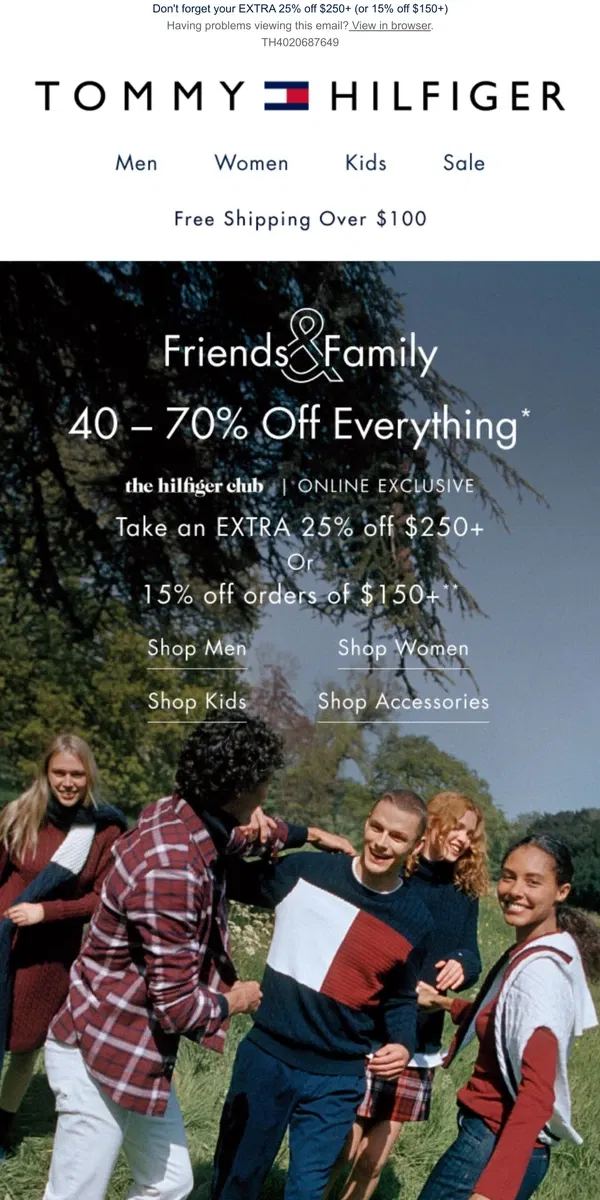 Email from Tommy Hilfiger. ENDS SOON | 40–70%  off EVERYTHING for Friends & Family