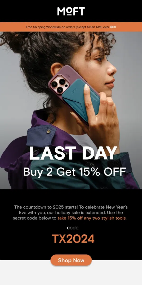 Email from MOFT. 2024's Last Call: Holiday Sale Ends Soon!