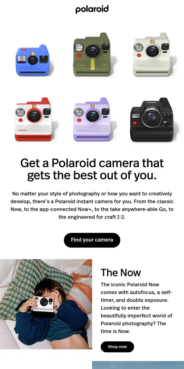 Email from Polaroid. Find your dream Polaroid camera