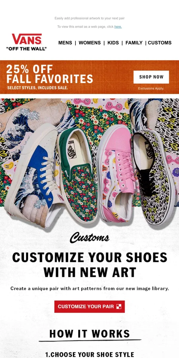 Email from Vans. 🎨 New Customs Art Image Library​