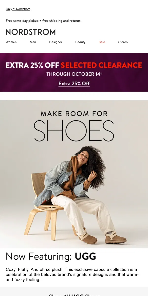 Email from Nordstrom. New from UGG—you'll want to try these on