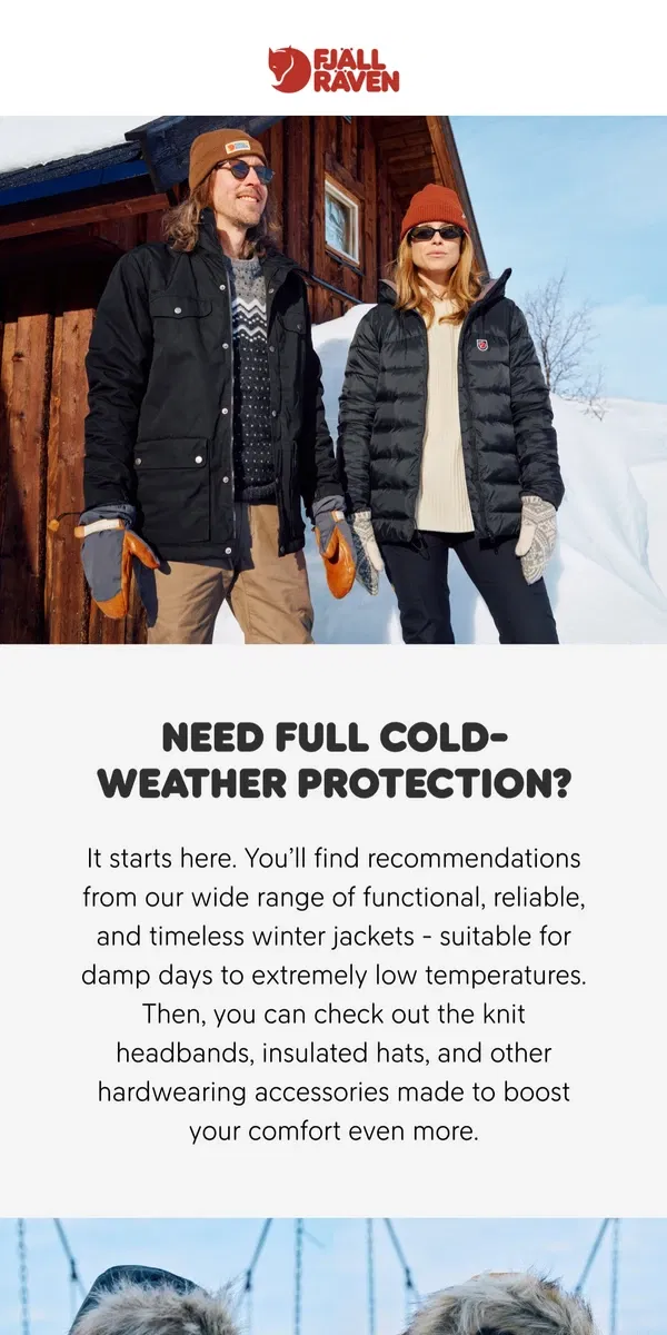 Email from Fjällräven. Full cold-weather protection