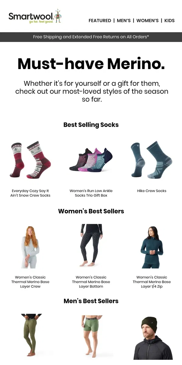 Email from Smartwool. Best Sellers ➡️ Best Gifts