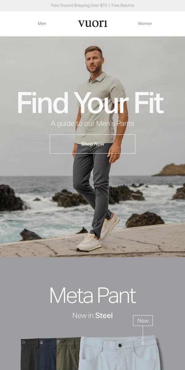 Email from Vuori. The ultimate guide to our Men's Pants