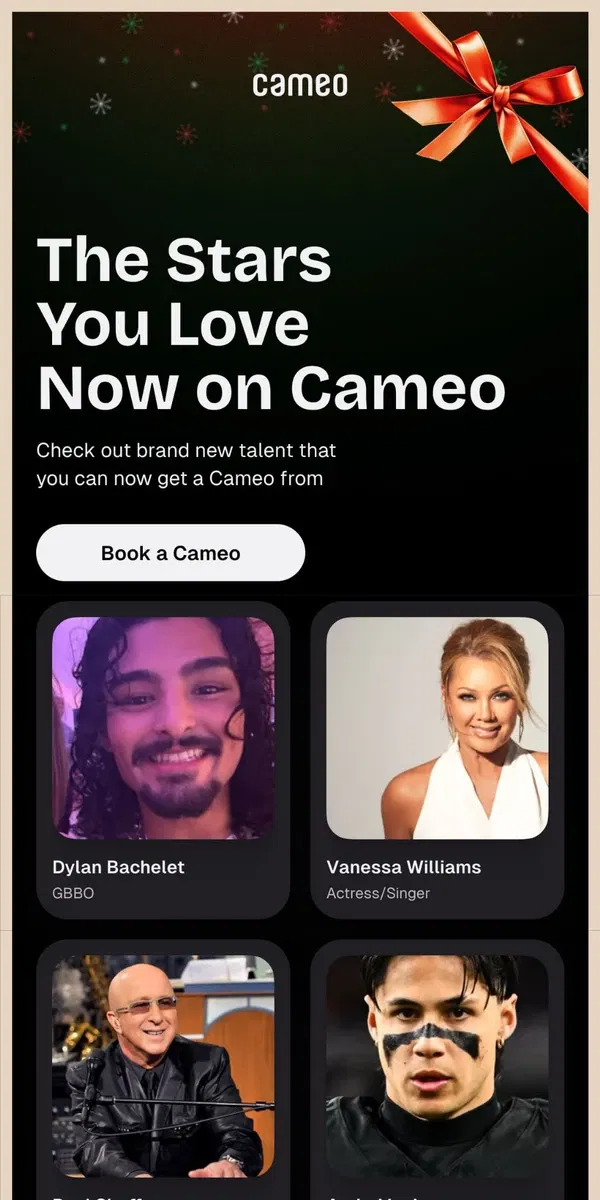 Email from Cameo. The Stars you Love are Now on Cameo