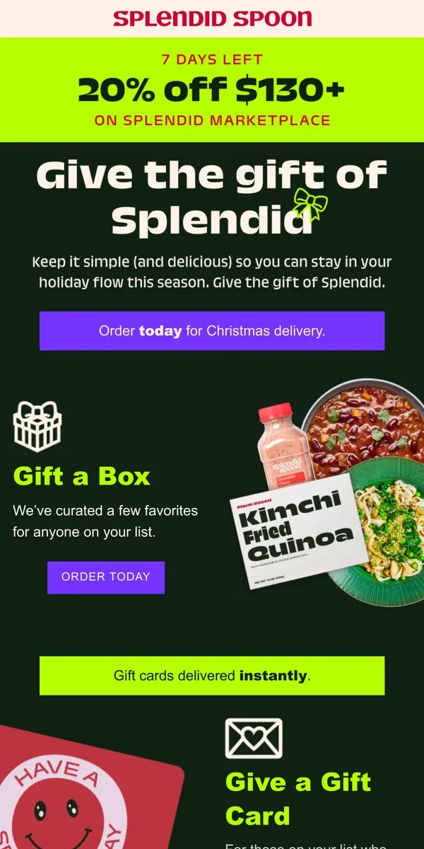 Email from Splendid Spoon. There's still time to gift Splendid!