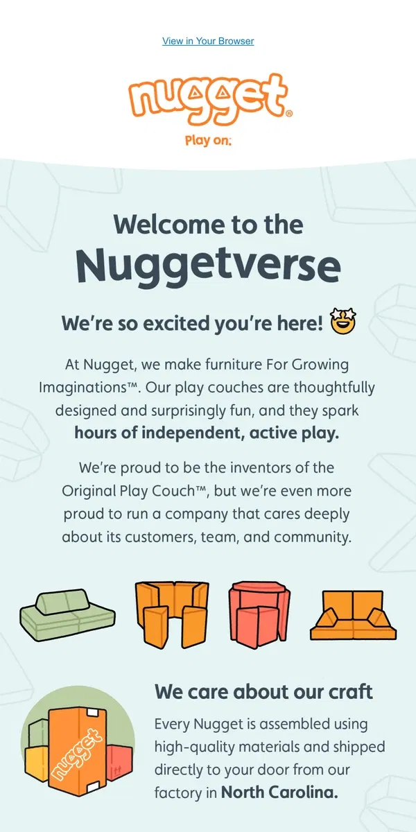 Email from Nugget. Welcome to playtime, reimagined