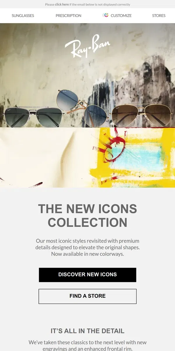 Email from Ray-Ban. The Icons revisited