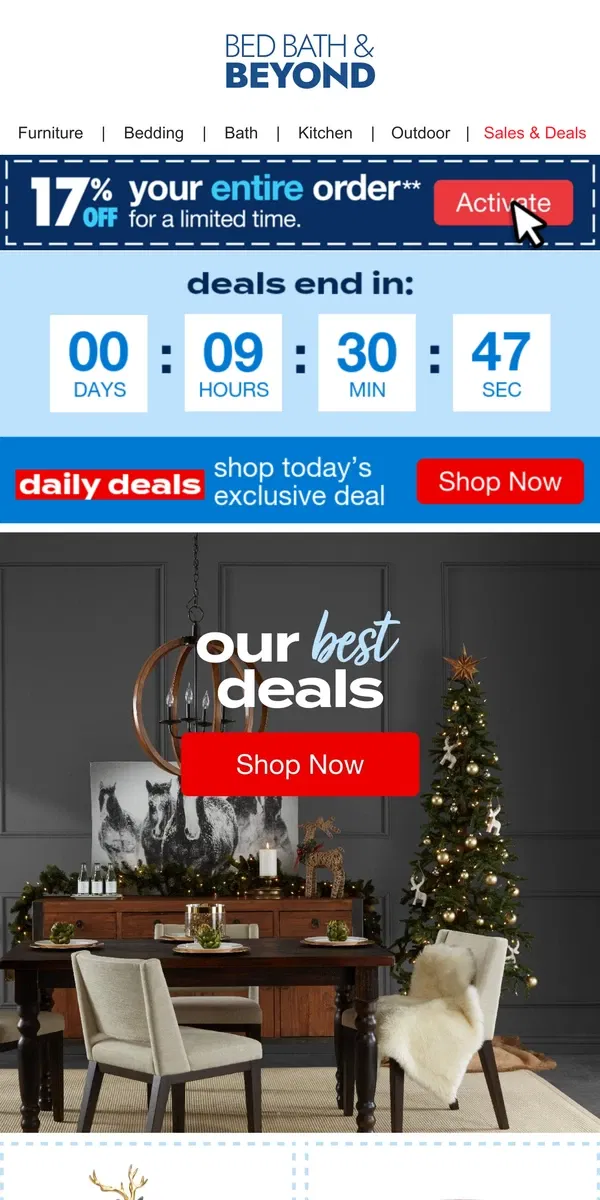 Email from Bed Bath & Beyond. 🚨🚨🚨 17% off*--Our Best Deals are Going FAST 🚨🚨🚨							 