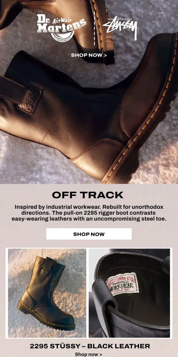 Email from Dr. Martens. DR. MARTENS X STÜSSY