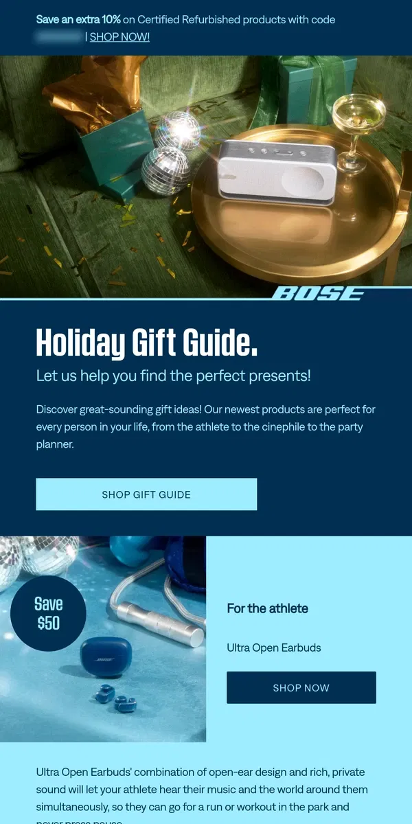 Email from Bose. 🎁 Our newest products make great gifts.