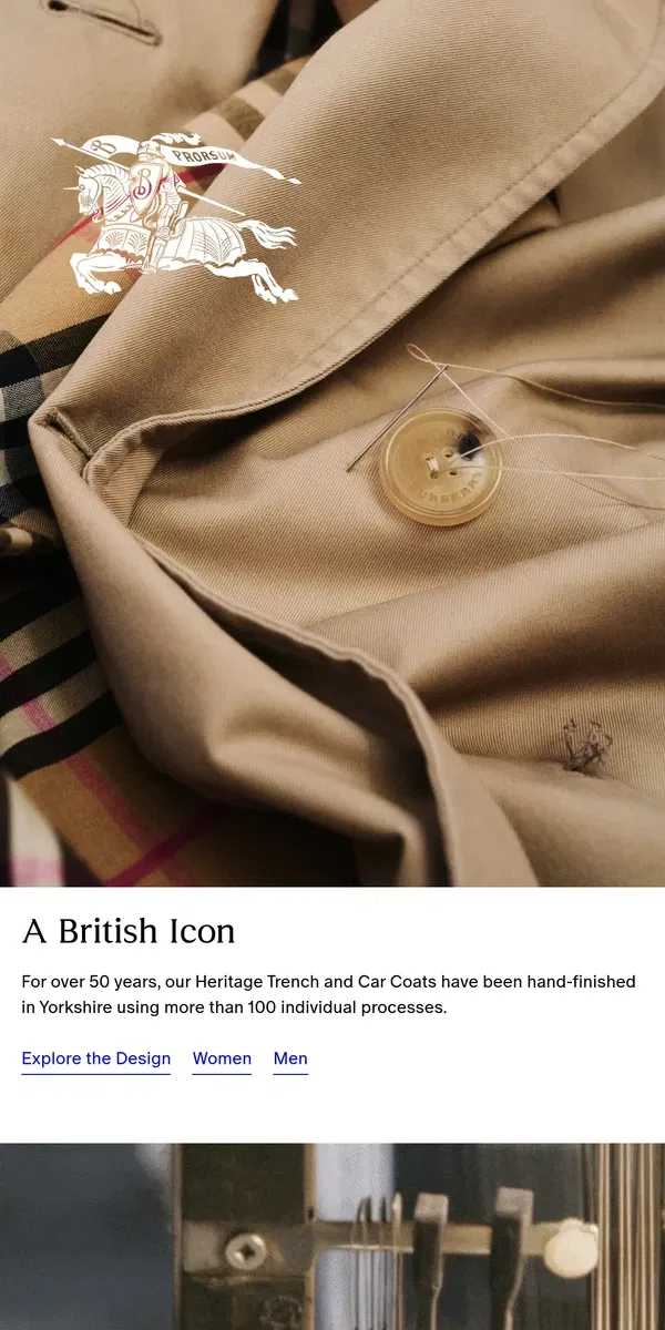 Email from Burberry. Made in the UK: the Burberry trench