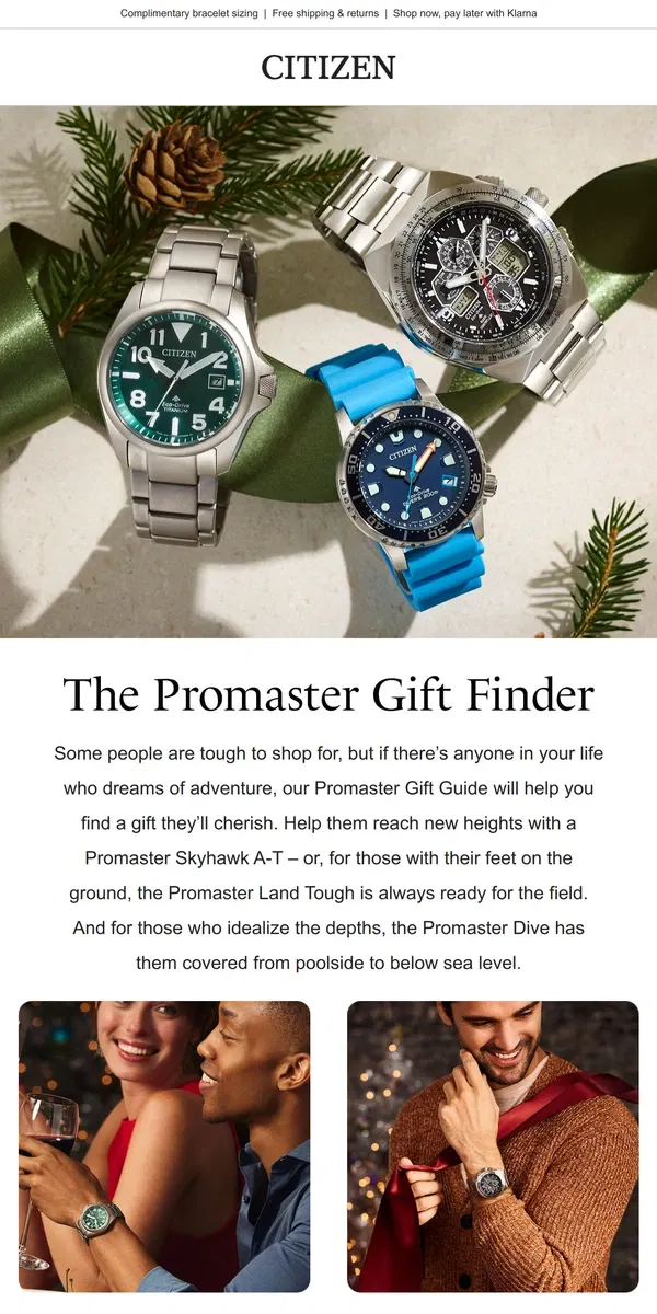 Email from Citizen Watch. Shopping for an Adventure Seeker?