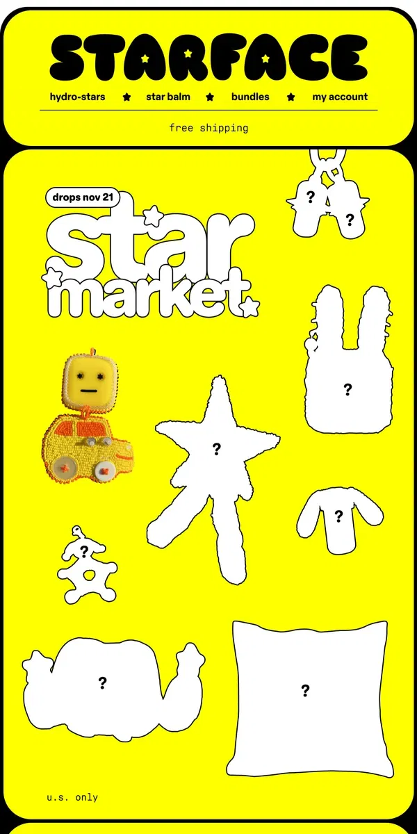 Email from starface. COMING SOON: STAR MARKET ⭐🛍️