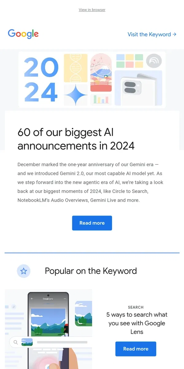 Email from Google. Our 60 biggest AI updates from last year