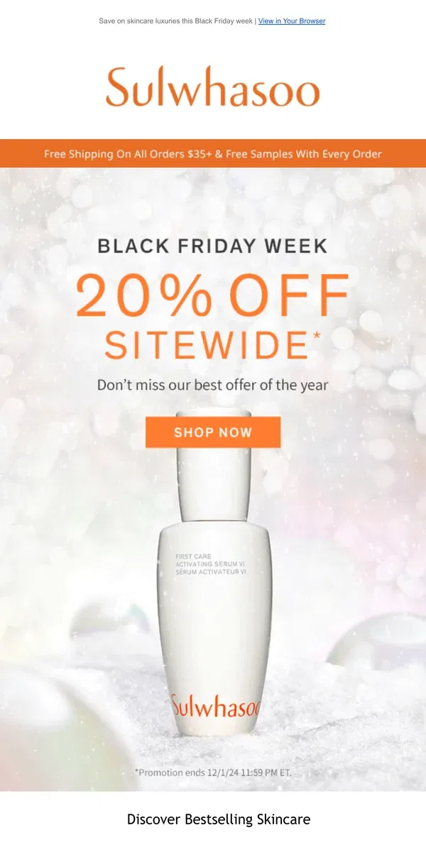 Email from Sulwhasoo. Don't Miss 20% Off on Every Formula