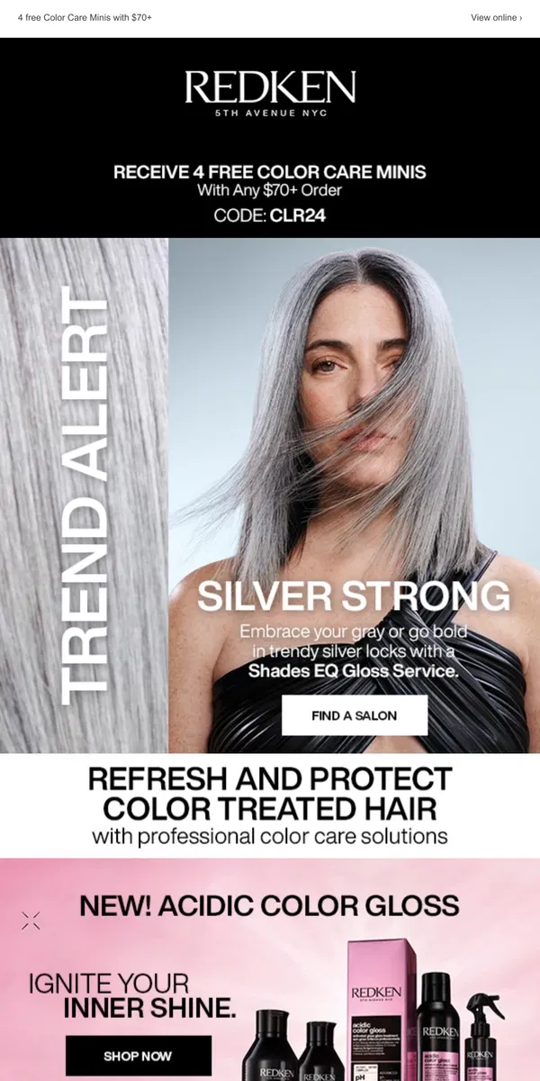 Email from Redken. Trend Alert: Silver Strong