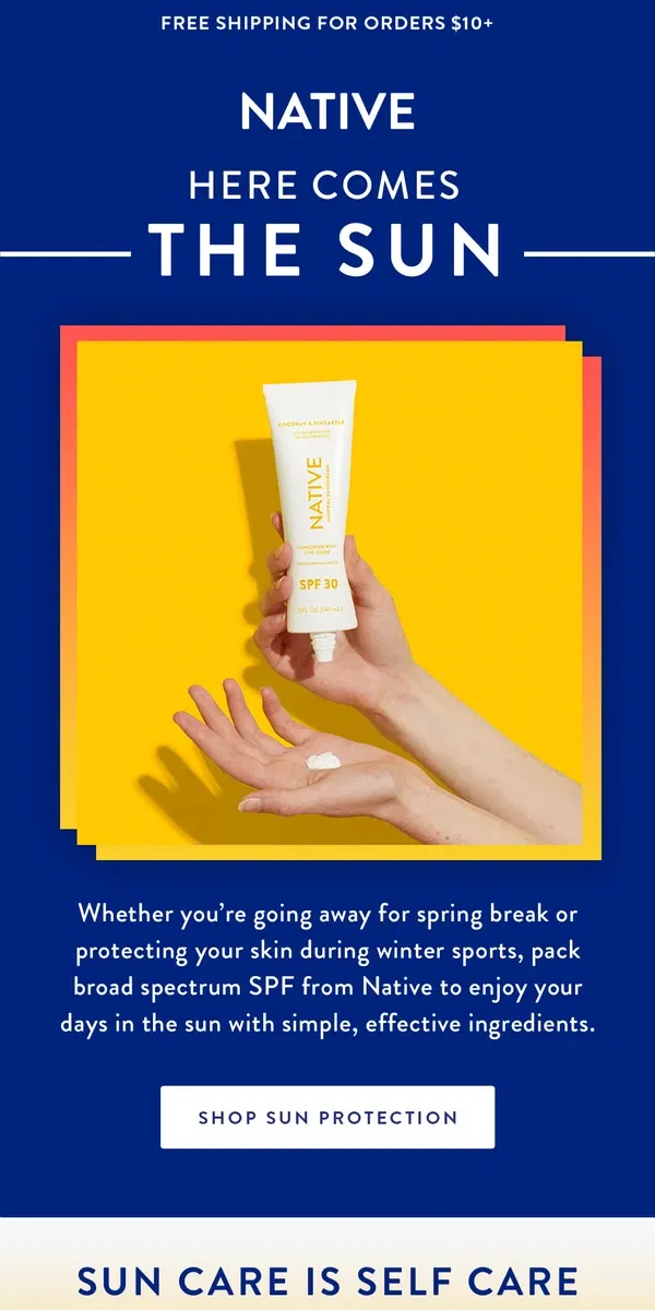 Email from Native. Sweet escapes call for Native sunscreen 🏖️