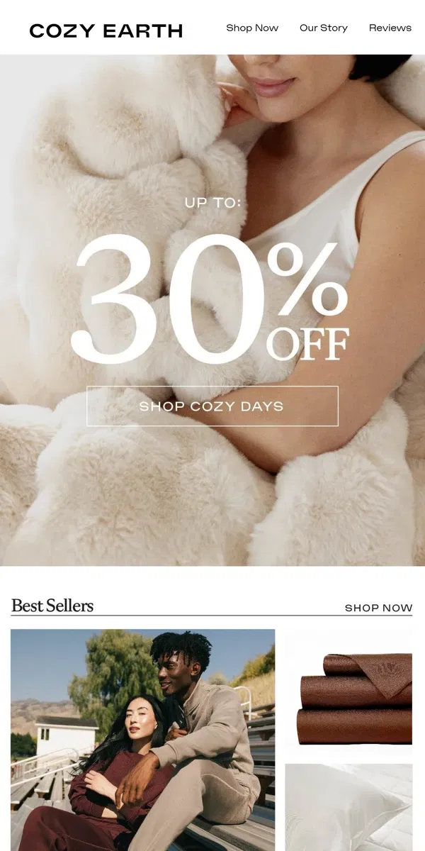 Email from Cozy Earth. LIMITED TIME: Cozy Days Sale Continues 🤩