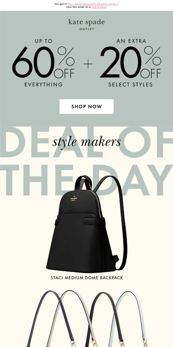 Email from Kate Spade. Want up to 60% off everything?