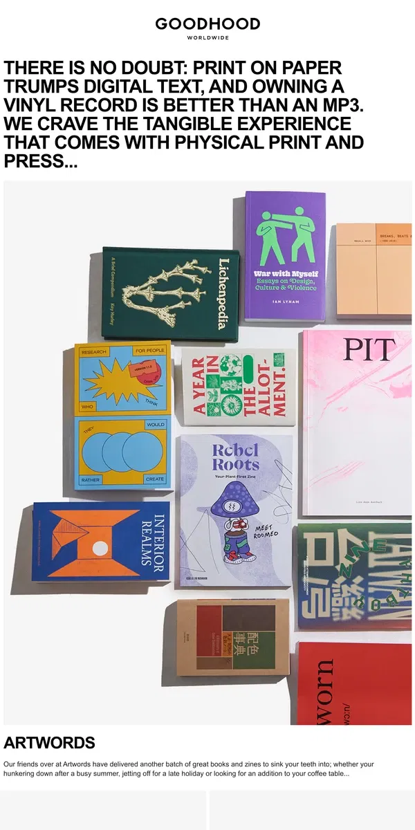 Email from Goodhood. Print is Not Dead! - The Best Books, Magazines and Records Right Now