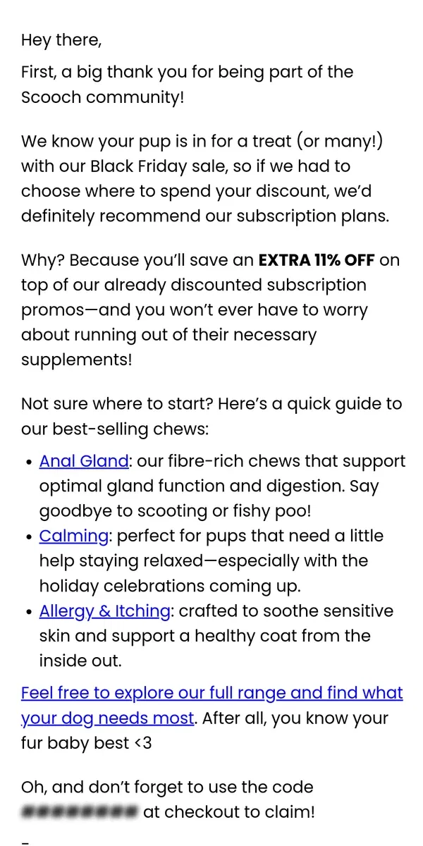 Email from Scooch. On behalf of your pup...