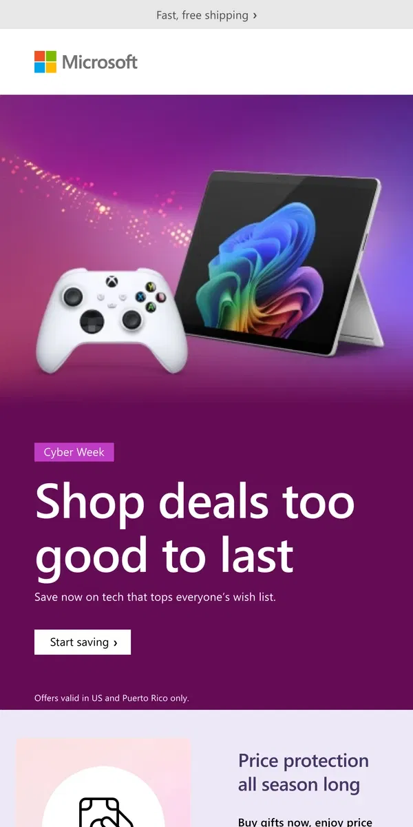 Email from Microsoft Store.      Shop Cyber Week deals—don’t delay