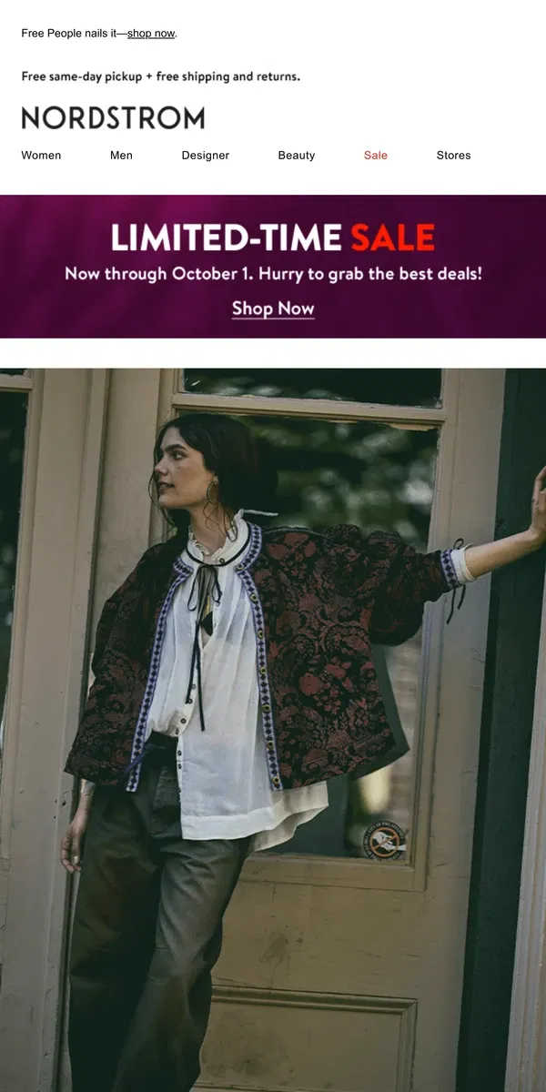 Email from Nordstrom. Fall = ruffled tops + relaxed pants