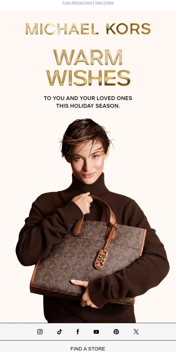 Email from Michael Kors. Happy Holidays