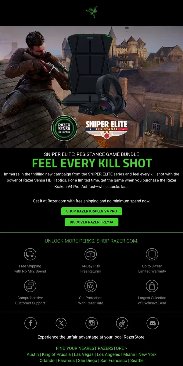 Email from Razer. 🎯💀Sniper Elite: Resistance Game Bundle