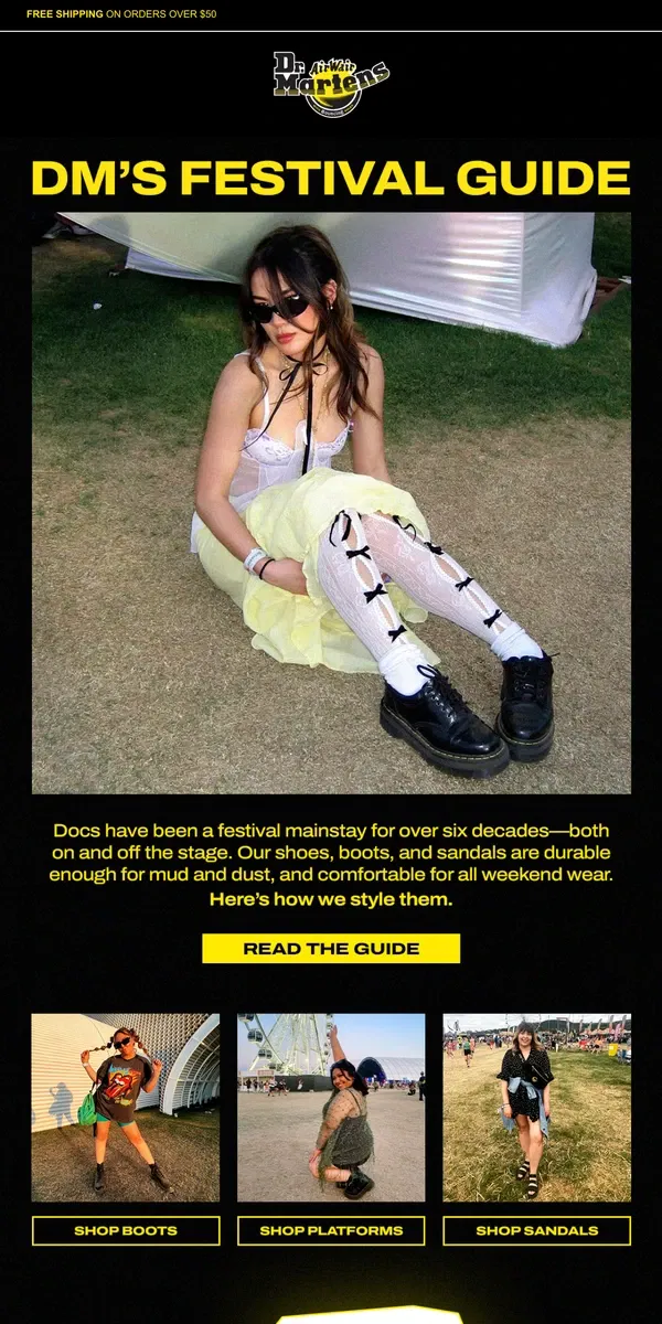 Email from Dr. Martens. The Docs festival guide