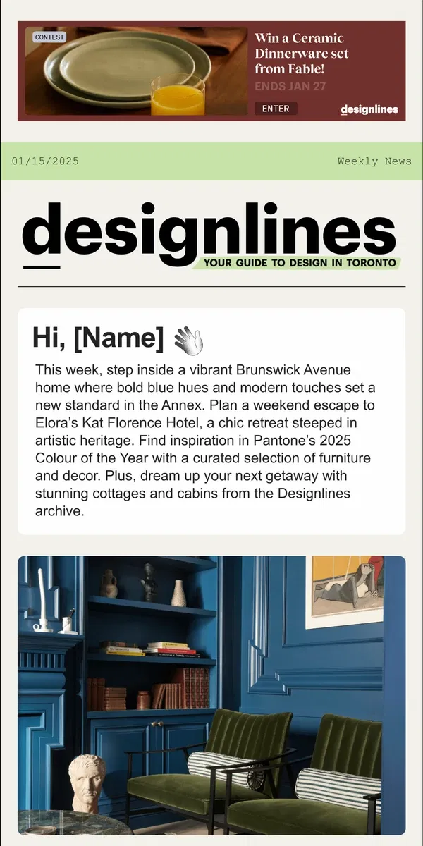 Email from Designlines. A Brunswick Avenue Home Goes Bold With Blue