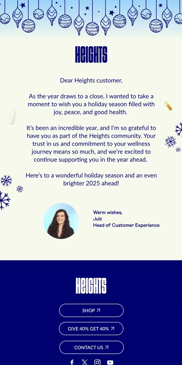 Email from Heights. Happy holidays from Heights! 🥳