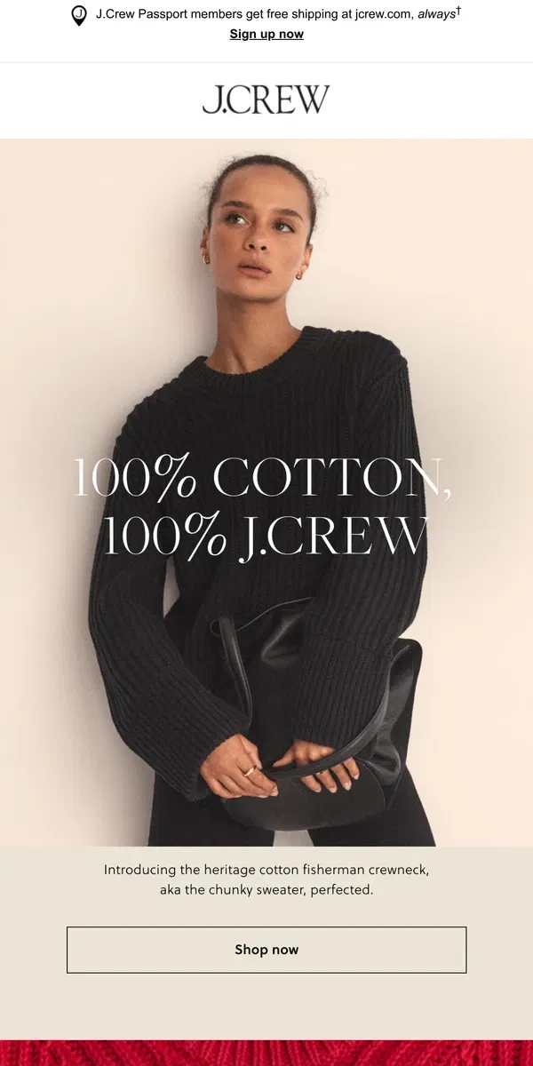 Email from J.Crew. 100% cotton, 100% J.Crew